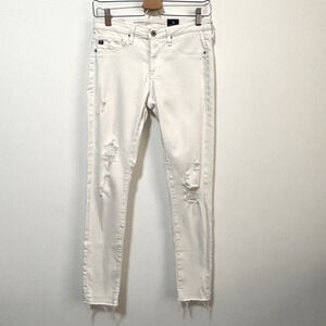 Adriano Goldschmied AG The Legging Ankle White Distressed Skinny Jeans 26R Mid
